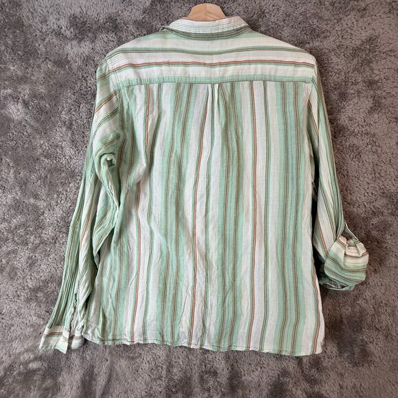 Toad & Co Long Sleeve Airbrush Shirt Button Down Green Stripe L Women's - Picture 5 of 12